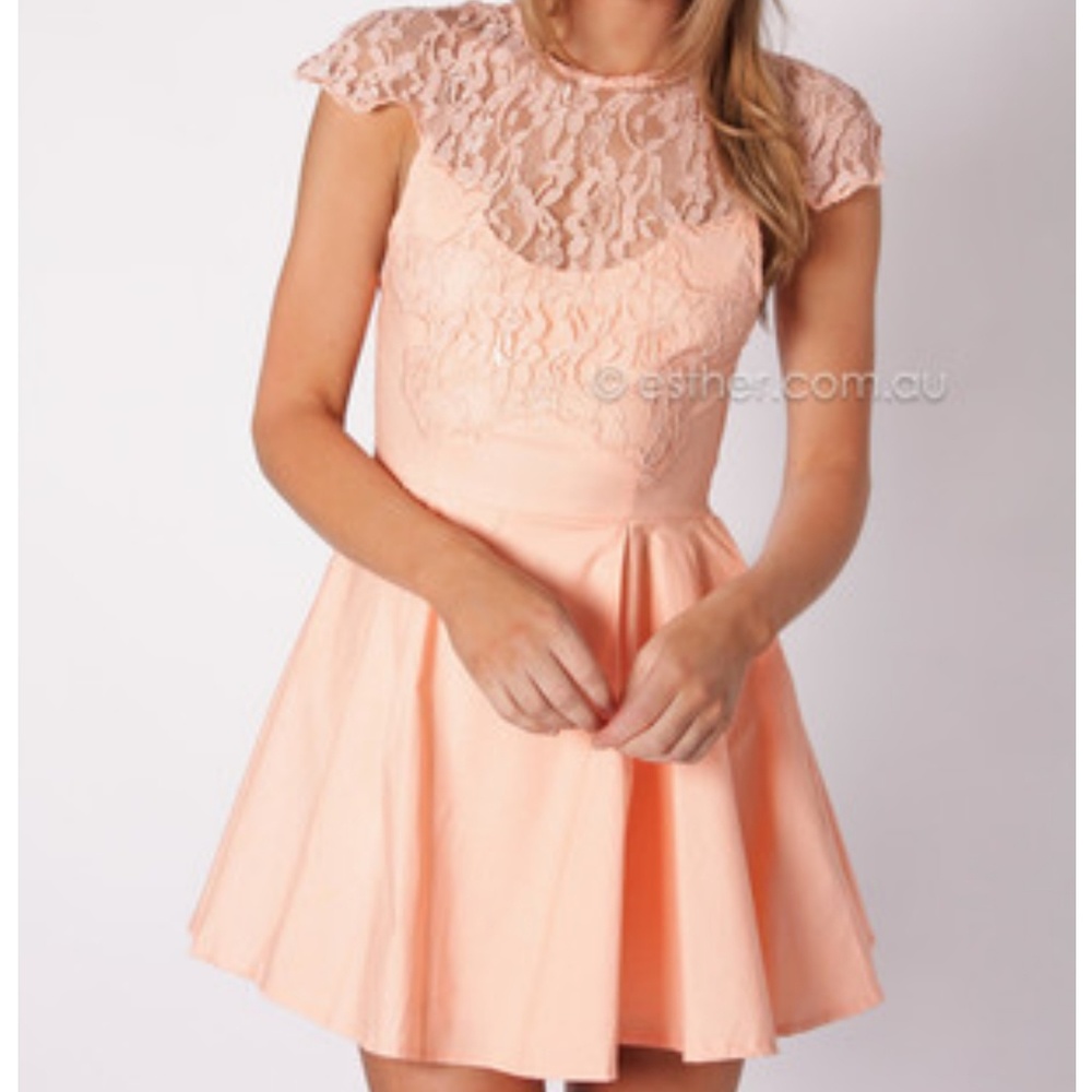 NWT Peach Lace-Top Dress